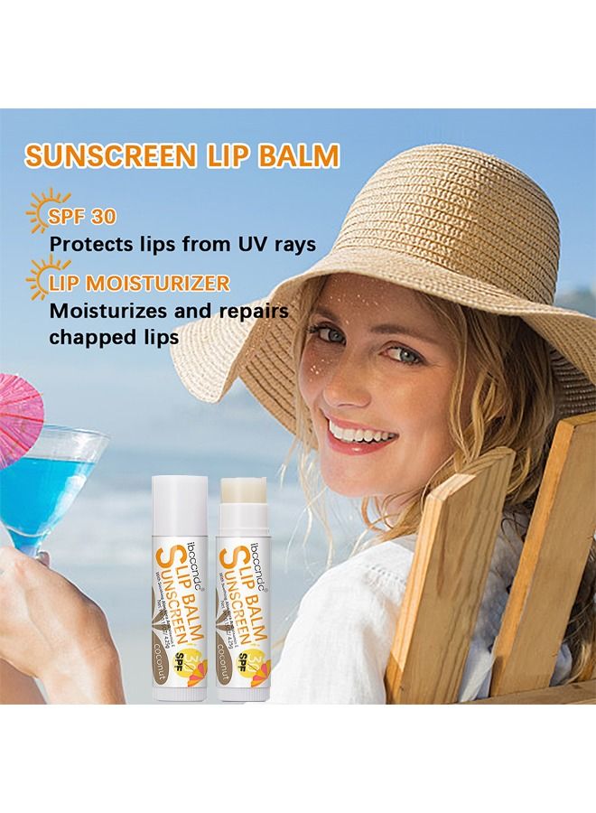 ibcccndc Sunscreen Lip Balm SPF 30 Coconut Sunscreen For Lips Vegan And Cruelty Free Broad Spectrum UVA/UVB Lip Care For Moisturized Lips - Image 3