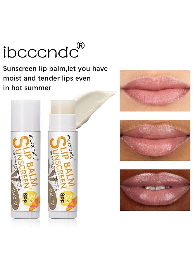 ibcccndc Sunscreen Lip Balm SPF 30 Coconut Sunscreen For Lips Vegan And Cruelty Free Broad Spectrum UVA/UVB Lip Care For Moisturized Lips - Image 2