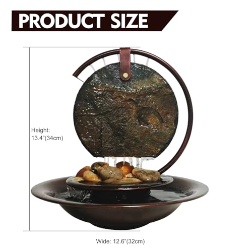 Pamopamo Indoor Tabletop Waterfall Moon Fountain Home Dcor Soothing Rain Sound Meditation Relaxing Fountains Nature Slate Water Feature with Light for Room Office Desktop Decoration13 Tall - Image 3