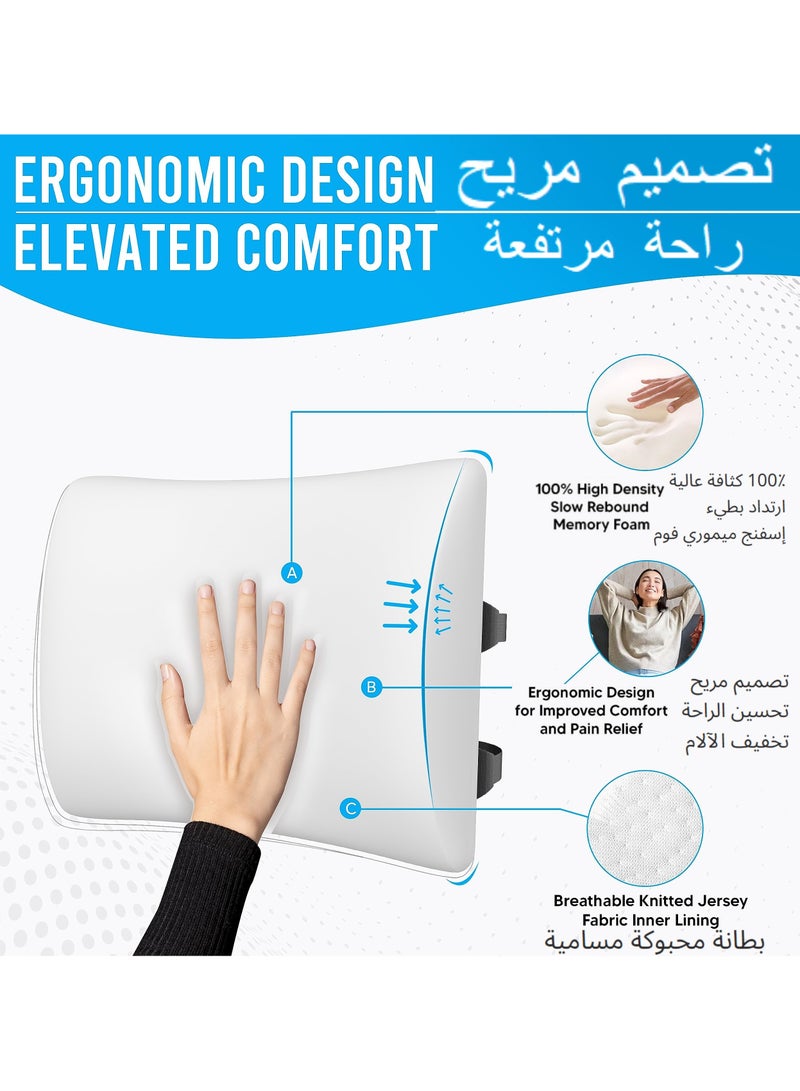 XICEN Seat Cushion & Lumbar Support Pillow Set - Memory Foam Car Seat Cushions with Mesh Covers -  Back Support Pillows - for Office Chair, Car, Plane, Travel - Image 5