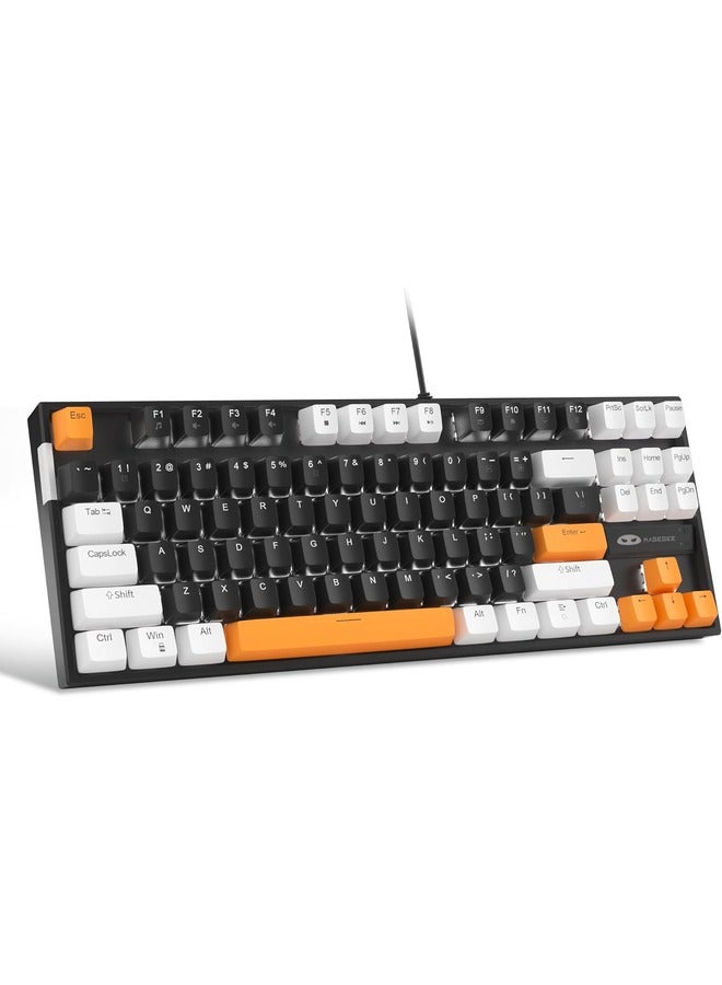 MageGee Mechanical Gaming Keyboard with Brown Switch, LED White Backlit Keyboard, 87 Keys Compact TKL 75% Wired - Black/White - Image 1