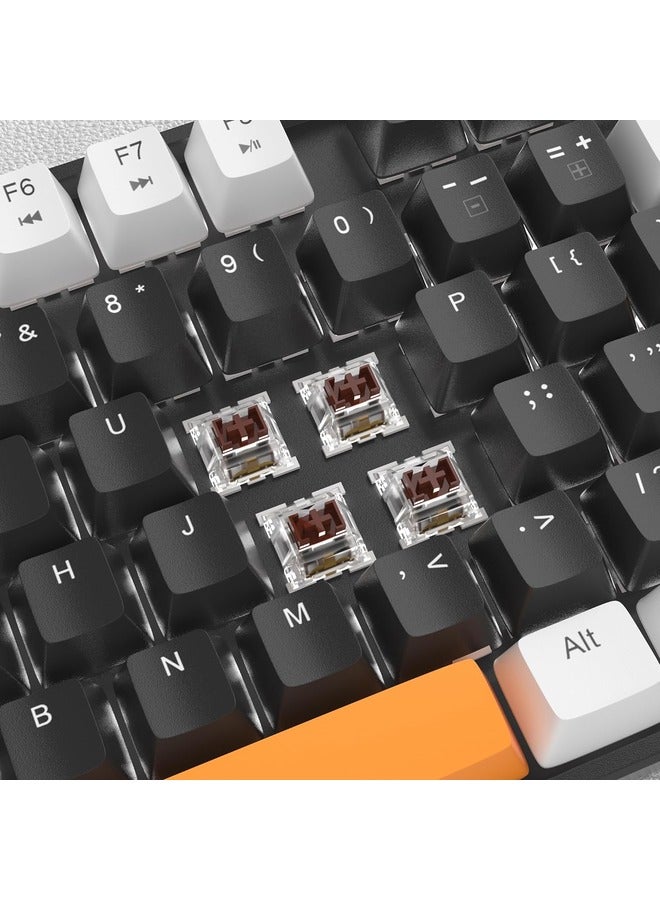 MageGee Mechanical Gaming Keyboard with Brown Switch, LED White Backlit Keyboard, 87 Keys Compact TKL 75% Wired - Black/White - Image 2