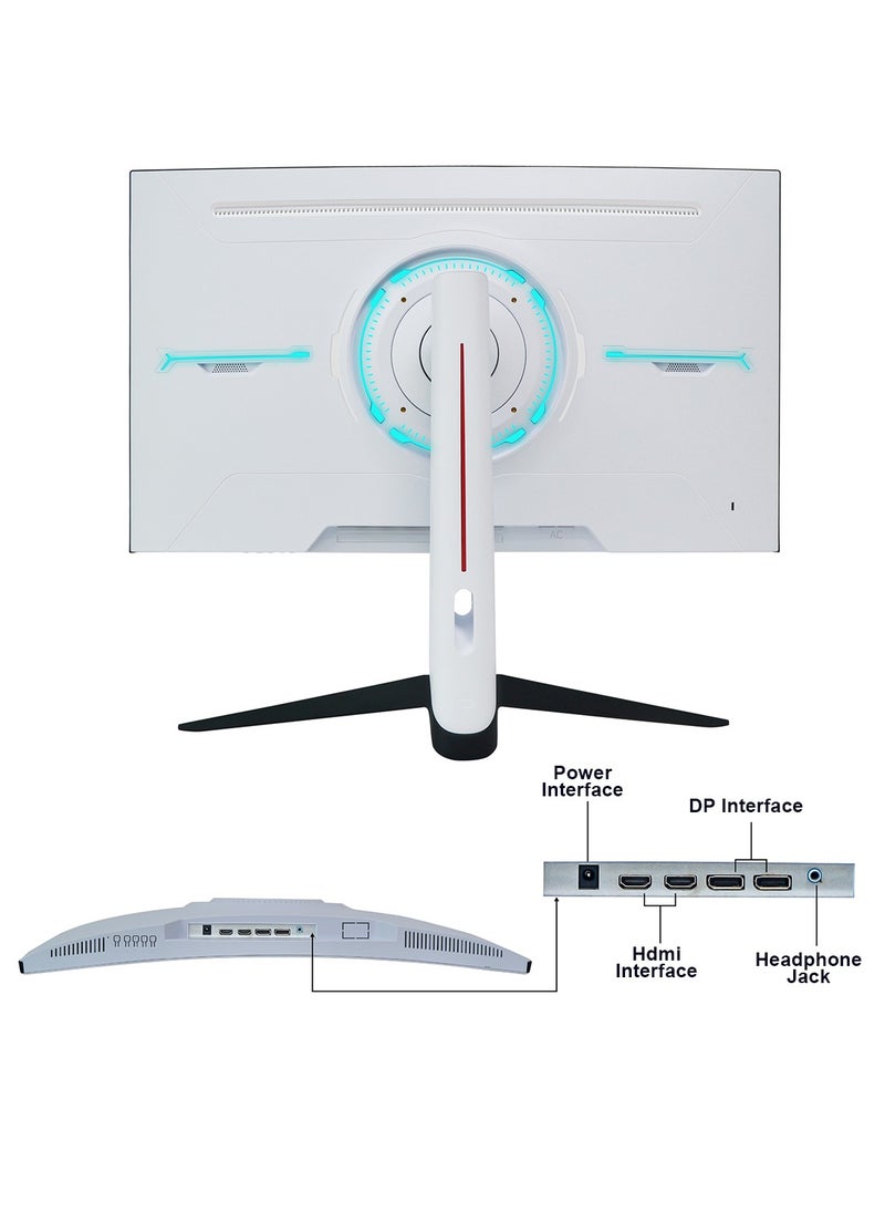Glanfen - 27 Inch Curved Gaming Monitor 165Hz with LED Backlit,QHD 2560 ×1440(2K) Computer Monitor 16:9 Wide HDR Display 1ms Response PC Monitor (2*DP+2*HDMI+DC+Audio) White - Image 1