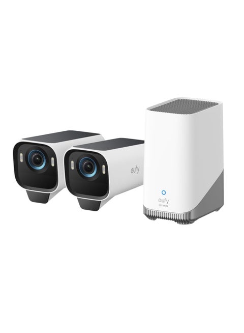eufy Security eufyCam S3 Pro 2-Cam Kit Solar Security Camera Outdoor Wireless with Solar Panel, Colour Night Vision, 4K, Forever Power 2.0, Face Recognition AI, Expandable Local Storage No Monthly Fee