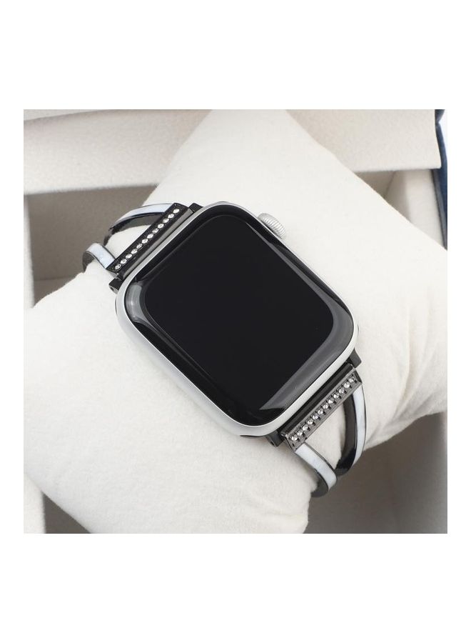 NIBEMINENT Fork Stainless Steel Strap Watchband For Apple Watch Series 7/6/SE/5/4/3/2/1 38/40/41mm White - Image 3