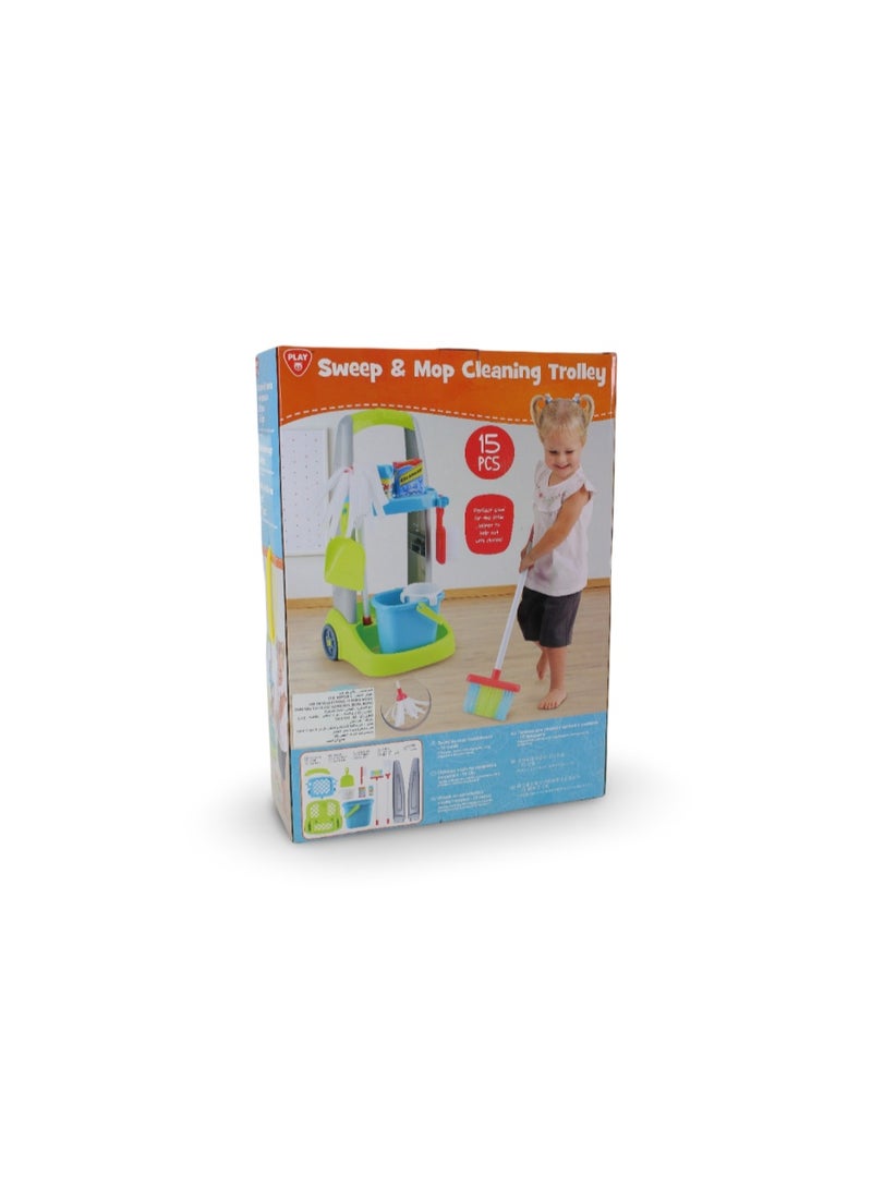 PlayGo Sweep & Mop Cleaning Trolley – 15 Pcs - Image 2