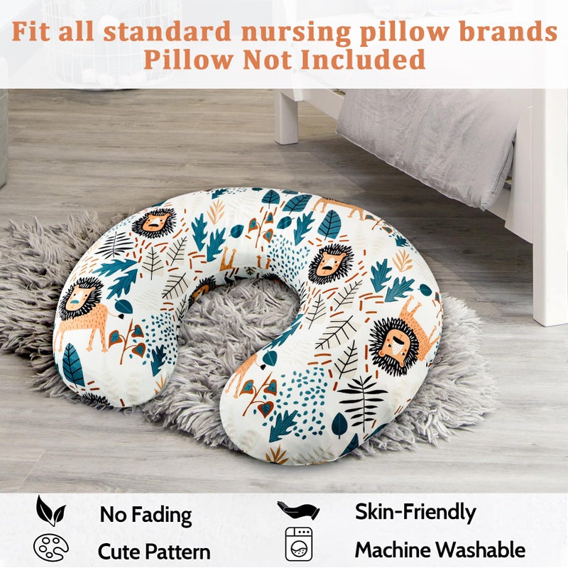 SWESEN Nursing Pillow Cover, Lion Breastfeeding Pillows Covers, Snug Fits Nursing Pillow Slipcovers for Boys Girls, Ultra Soft and Stretchy, Animal - Image 4