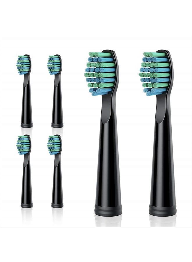 TEETHEORY 6 Replacement Brush Heads, Complete Care Replacement Tooth Brush Heads, Electric Toothbrush Replacement Heads, EasyClean, Gum Health- Fit (Pack of 6), Black - Image 1