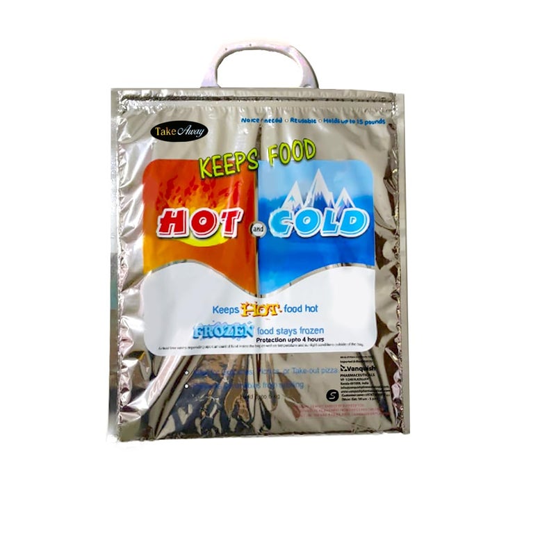 Take Away Hot and Cold Food Storage, Reusable Thermal, Aluminium Foil bag Pack of 1 (3 Layer Protection, Size – 35 x 30 cm) (Pack of 1) - Image 1