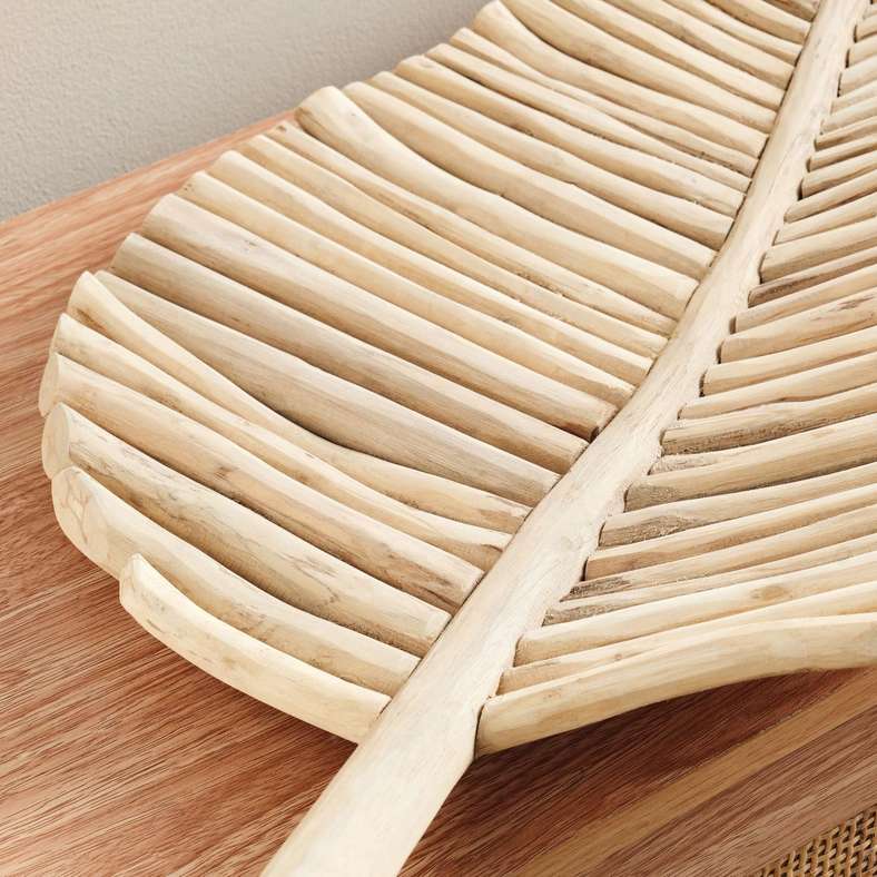 Pan Home Natural Teak Wood Leaf Platter - 41x9x80cm - Image 2