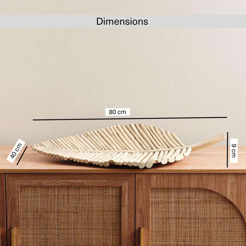 Pan Home Natural Teak Wood Leaf Platter - 41x9x80cm - Image 5