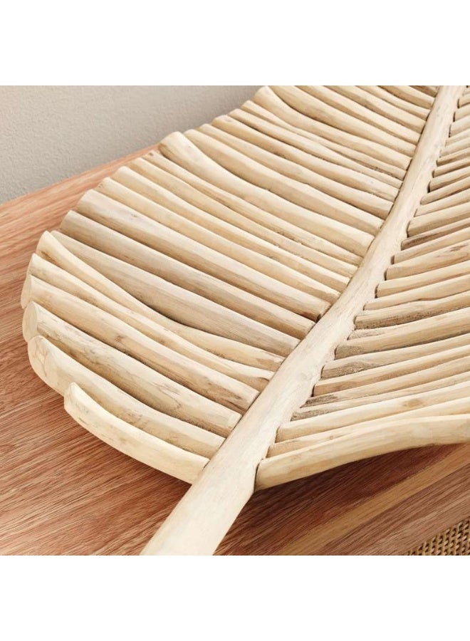 Pan Home Natural Teak Wood Leaf Platter - 41x9x80cm - Image 2