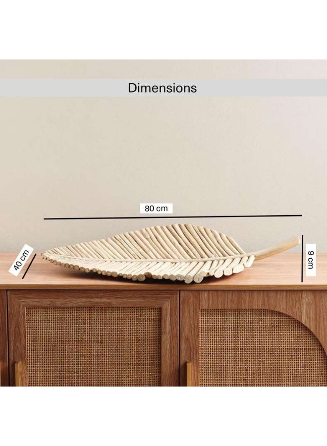 Pan Home Natural Teak Wood Leaf Platter - 41x9x80cm - Image 5