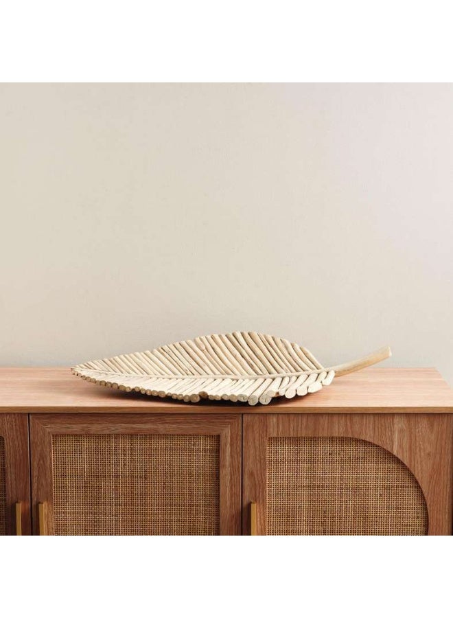 Pan Home Natural Teak Wood Leaf Platter - 41x9x80cm - Image 3