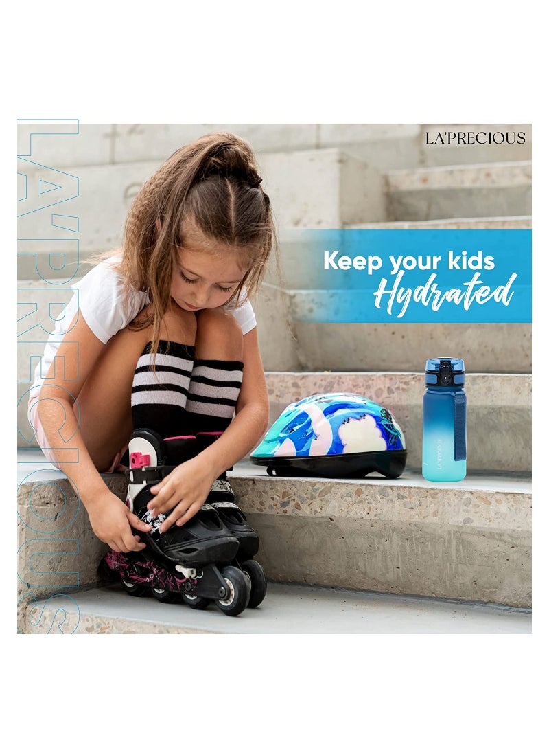 LA' PRECIOUS 350ml Kids Water Bottle - USA Tritan Material Non-Toxic BPA Free - Fast Flow - Flip Top Leak Proof Lid and One Click Open  - Image 2