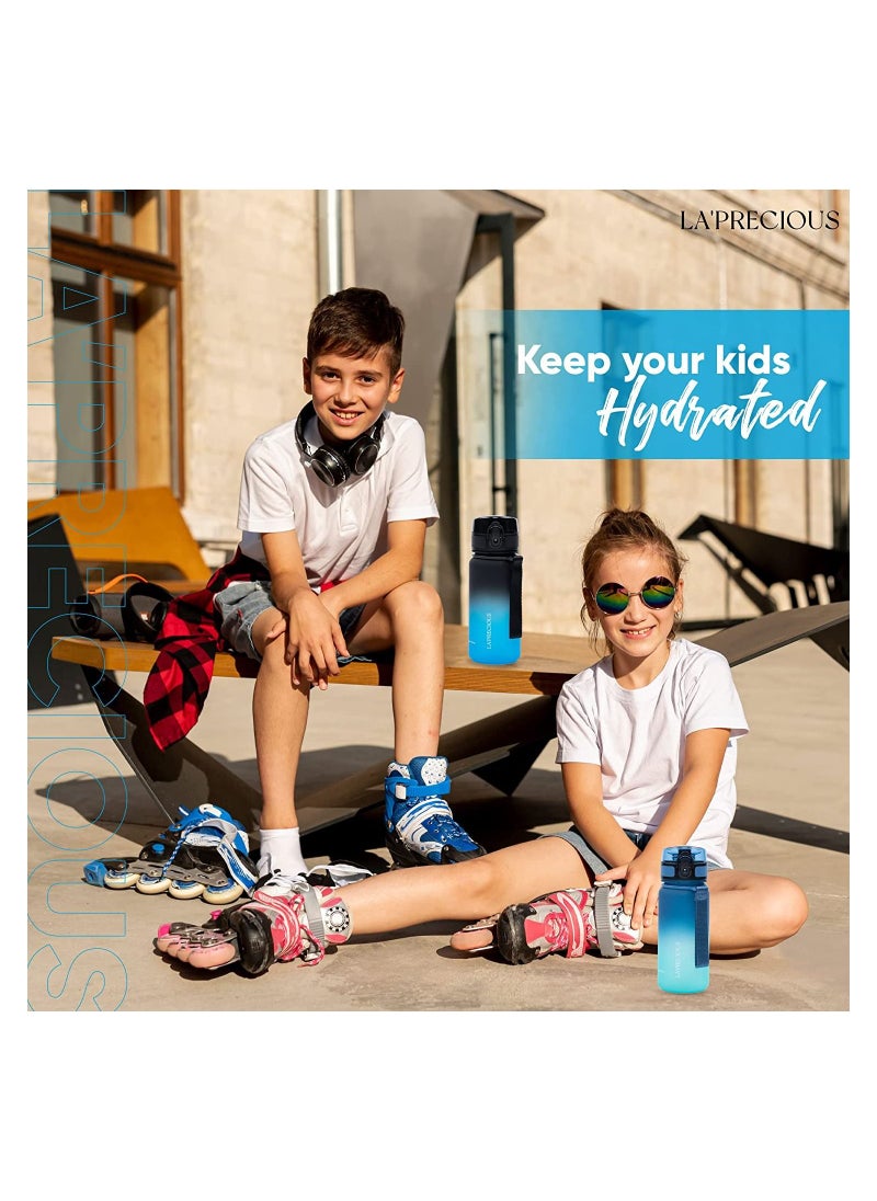 LA' PRECIOUS 350ml Kids Water Bottle - USA Tritan Material Non-Toxic BPA Free - Fast Flow - Flip Top Leak Proof Lid and One Click Open  - Image 5