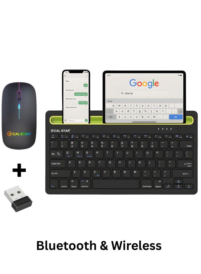 CAL STAR HK-260 Slim Rechargeable Bluetooth Wireless Keyboard and Mouse Combo for office – 78 Keys, USB-C, Multi-Device Support for Laptop, Tablet & Phone - Image 1