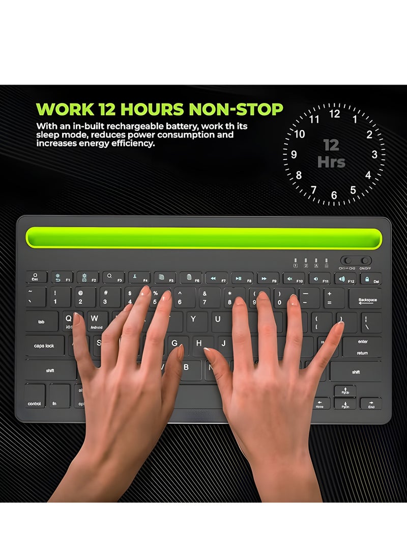 CAL STAR HK-260 Slim Rechargeable Bluetooth Wireless Keyboard and Mouse Combo for office – 78 Keys, USB-C, Multi-Device Support for Laptop, Tablet & Phone - Image 3