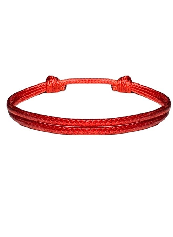 Luck Strings Wax Nylon Adjustable Cord Bracelet for Men or Women - Leather imitation string Unisex Adult Waterproof Surfer Jewelry Boy Girl Friendship Gift (Red, one size) - Image 1