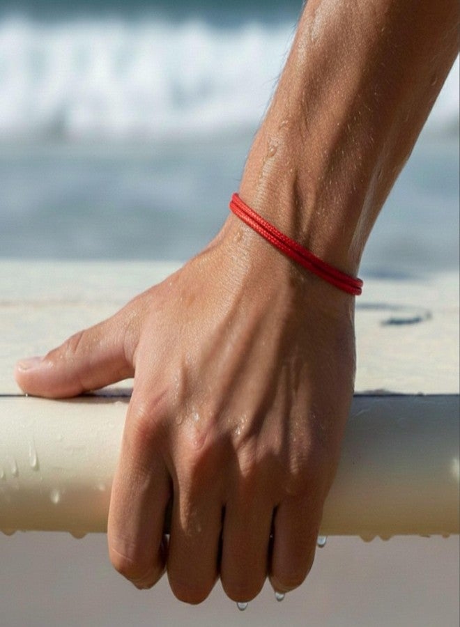 Luck Strings Wax Nylon Adjustable Cord Bracelet for Men or Women - Leather imitation string Unisex Adult Waterproof Surfer Jewelry Boy Girl Friendship Gift (Red, one size) - Image 5