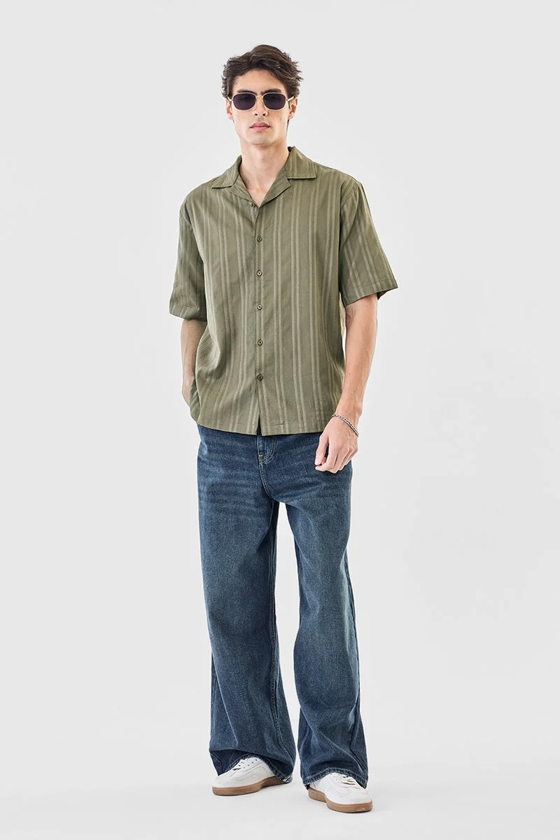 سنيتش قميص قطني % بقصة صندوقية بنسيج بارز