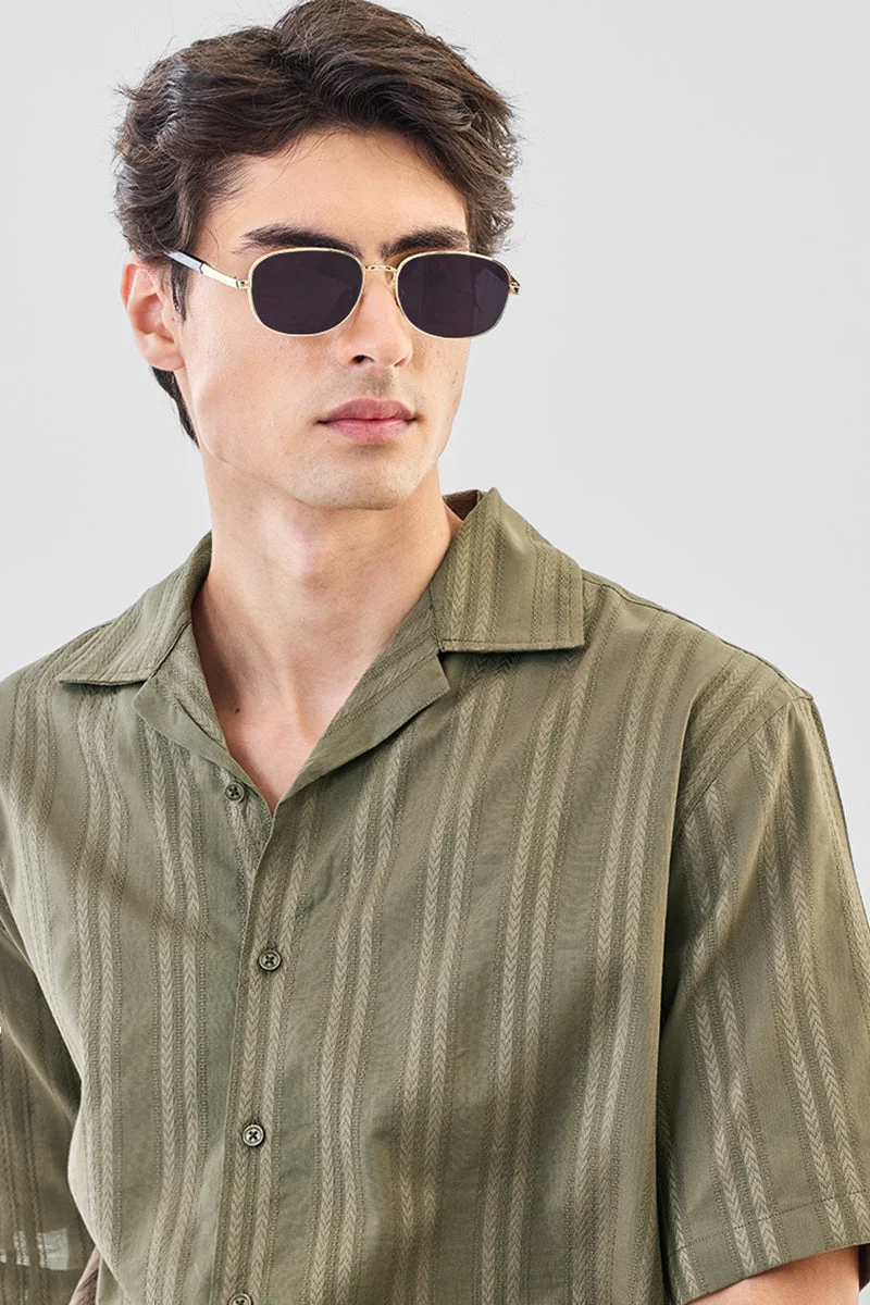 Snitch Olive 100% Cotton Box Fit Textured Shirt for Men | Best Price UAE