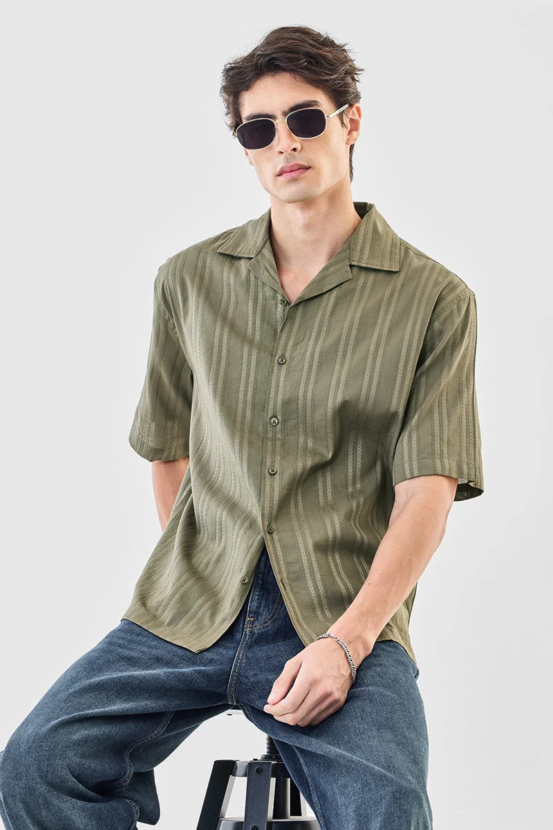 SNITCH 100% Cotton Box Fit Textured Shirt