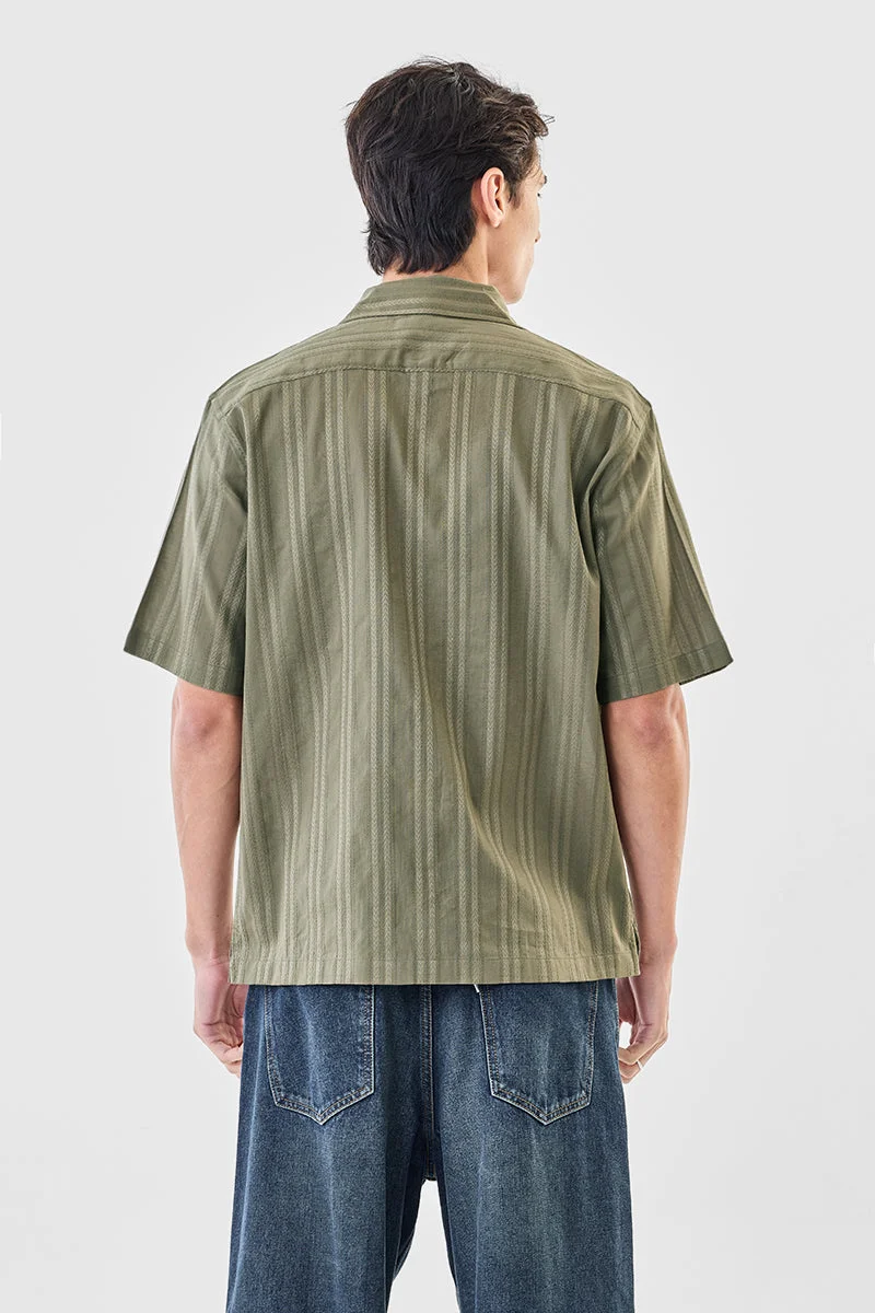 Snitch Olive 100% Cotton Box Fit Textured Shirt for Men | Best Price UAE