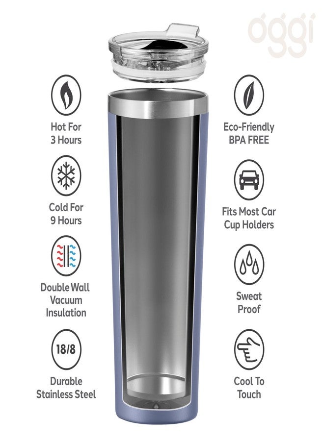 OGGI ThermoTumbler Stainless Steel Insulated Tumbler- Double Wall Vacuum Insulated w/Handle & Lid, Coffee Cup, Camping Mug, Travel Thermos, 24oz(700ml), Blue - Image 3