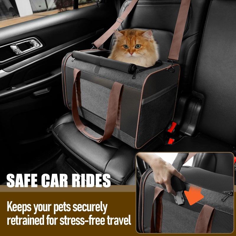 GAPZER Small Dog Carrier Cage Soft Chihuahua / Softshell Big Cat Carrier Maine Coon / Pet Taxi Carrying Bag over 25lbs / Top Loader Travel Kennel Brown - Image 5