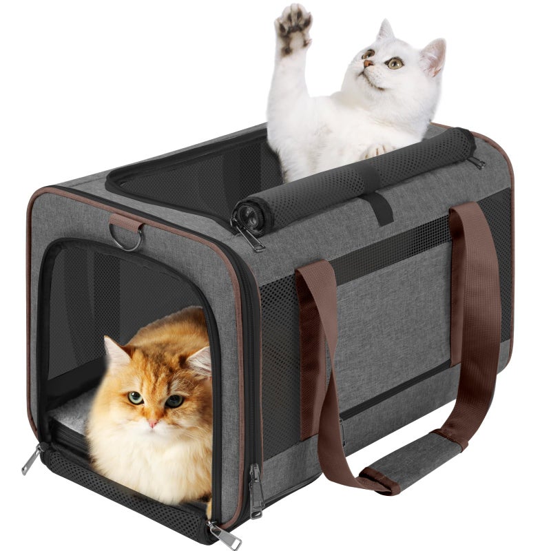 GAPZER Small Dog Carrier Cage Soft Chihuahua / Softshell Big Cat Carrier Maine Coon / Pet Taxi Carrying Bag over 25lbs / Top Loader Travel Kennel Brown - Image 1
