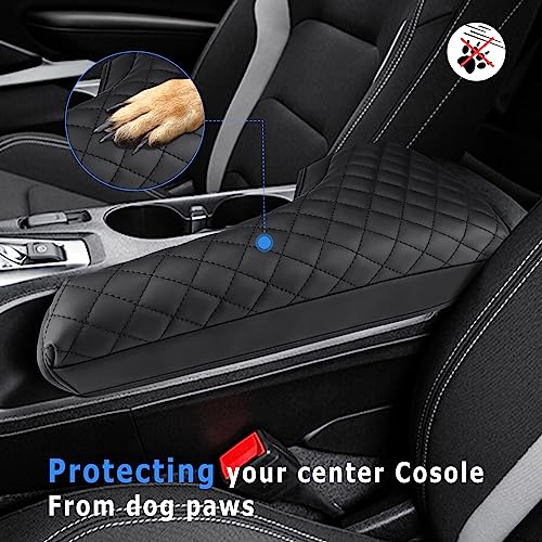 INTGET Center Console Cover for 2016-2022 2023 2024 Chevrolet Chevy Camaro Accessories Leather Middle Armrest Cover Center Console Lid Protector for Camaro RS LT 1LT 2SS LT1 SS Accessories(Black Pad) - Image 3