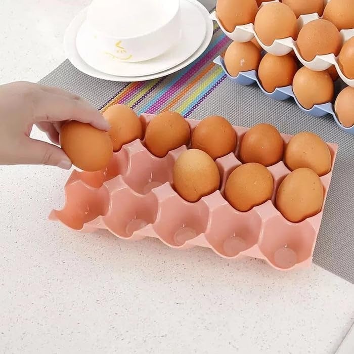 ATOOZED Egg Tray Storage Container 15 Eggs Storage Holder Refrigerator with Lid Fridge Egg Holder Tray Bin Contain Colour May Vary2 PCS - Image 4