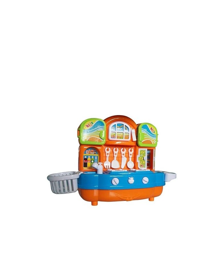 طقم مطبخ صندوق الكنز للأطفال (برتقالي وأزرق) - Image 1