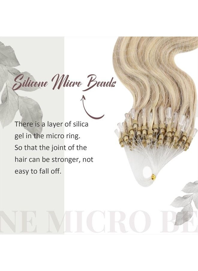 Moresoo - 24 Inch Micro Link Hair Extensions Highlight Ash Blonde #18 With Bleach Blonde Microlink Hair Extensions Human Hair Body Wave Micro Loop Hair Extensions 50S 50G 1G/S - Image 1