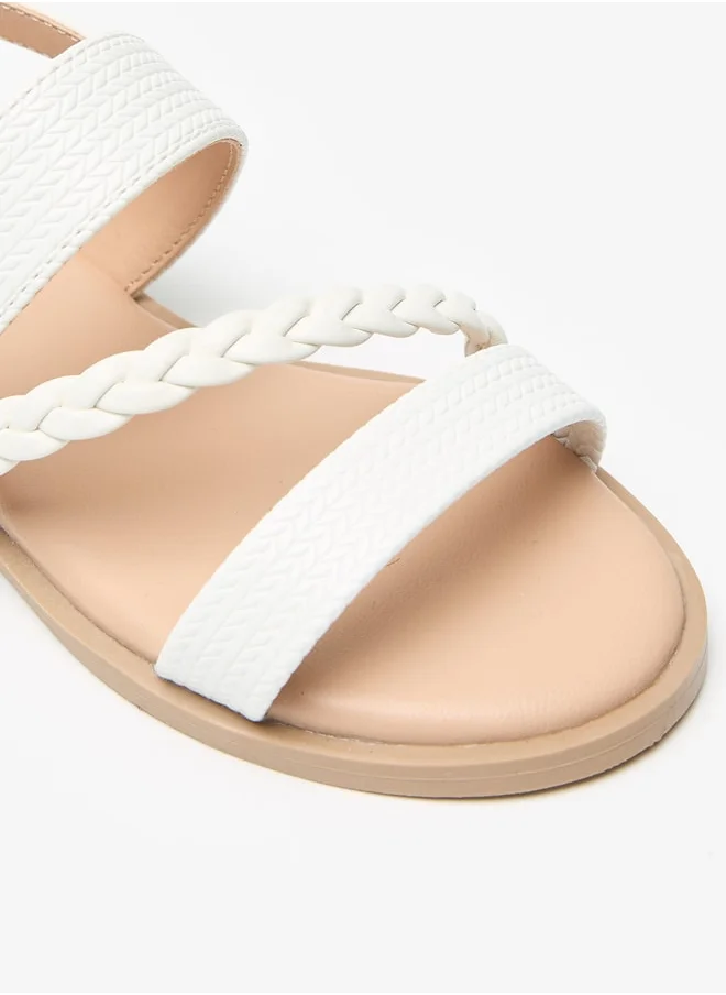 Flora Bella By Shoexpress Textured Sandals with Hook and Loop Closure