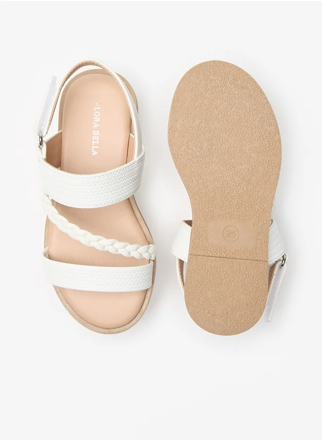 Flora Bella By Shoexpress Textured Sandals with Hook and Loop Closure