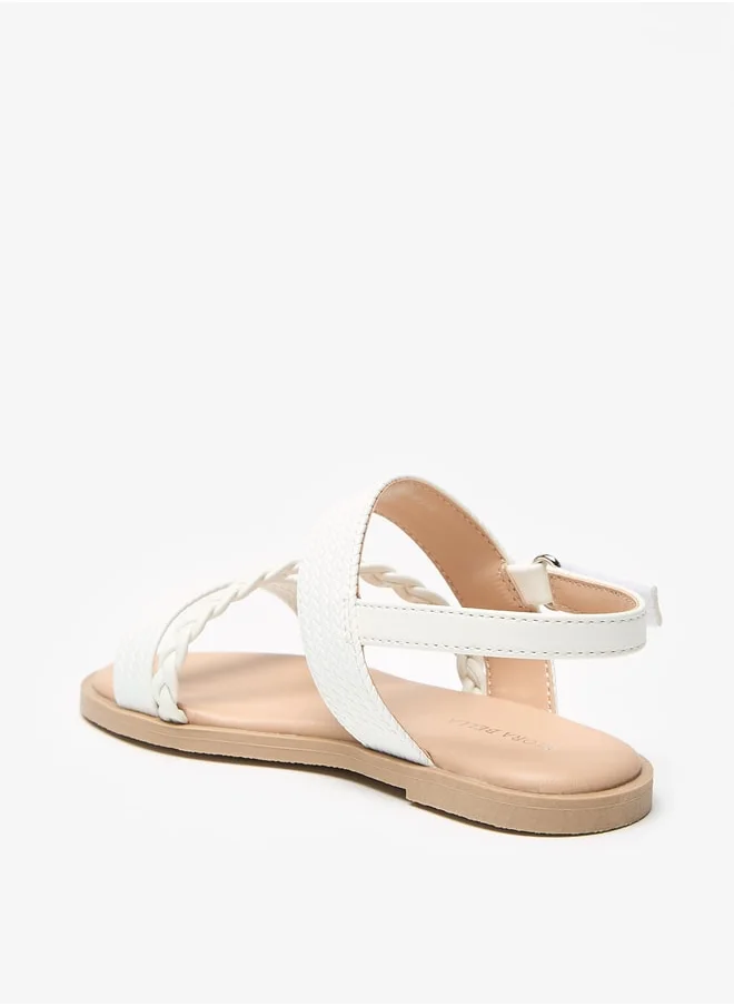 Flora Bella By Shoexpress Textured Sandals with Hook and Loop Closure