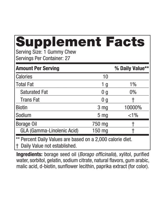 NORDIC NATURALS - Zero Sugar Hair & Skin Gummy Chews Strawberry Lemonade 27 Gummy Chews Biotin + Gla From Borage Oil Promotes Healthy Balance Of Fats In Skin Nongmo 27 Servings - Image 1
