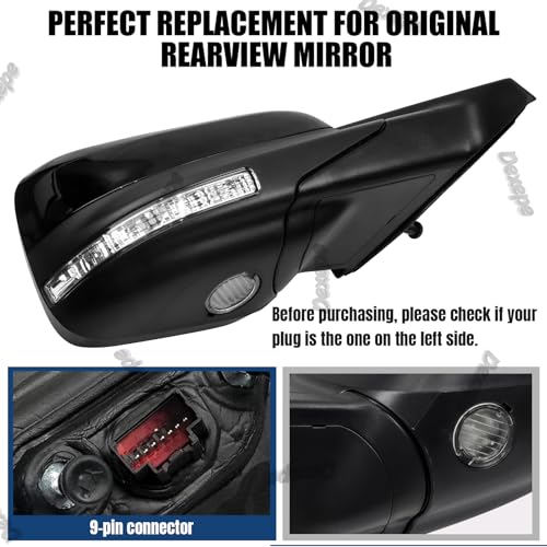 Dexepe Passenger Side Mirror Assembly Compatible with Ford Explorer 2011-2019 Rearview Mirror with Power Heated Adjustable, Turn Signal, Puddle Lamp, Blind Spot Monitor Replace FO1321617 (9 Pin Right) - Image 2