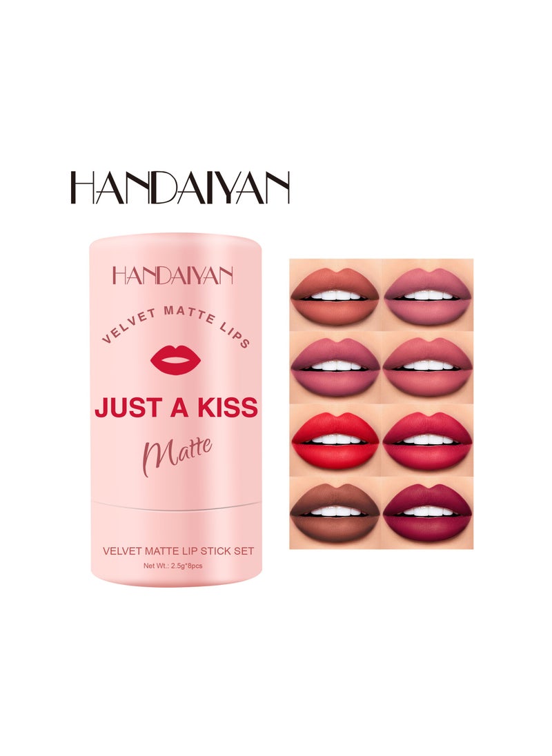 Handaiyan Lipstick Set Matte Liquid 8 Colors Long Lasting Waterproof for Women Highly Pigmented Velvety Nude Super Stay Soft Hydrating & Lightweight Professional Moisturizing Makeup Lips Gift Set  - Image 1