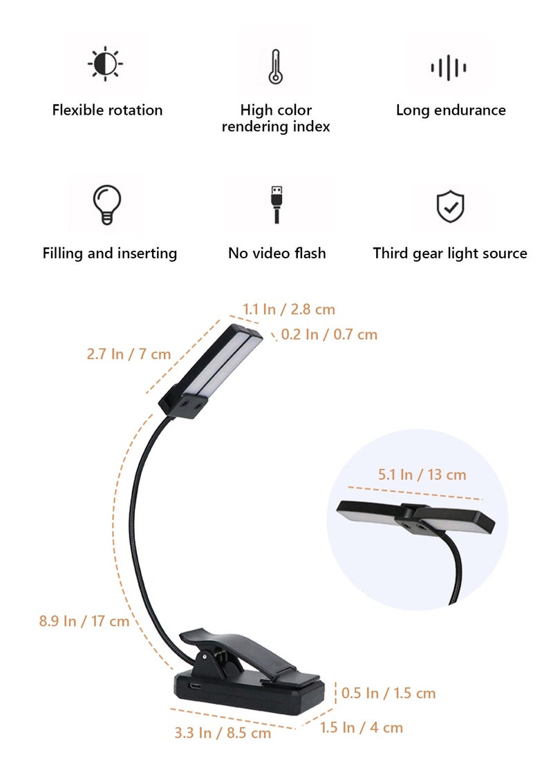LOOPITYS - Book Light,LOOPITYS Reading Book Clip Light, 9 Modes, LED Clip Reading Light, Eye-Care USB Rechargeable Reading Lamp for Kids, Flexible Clip-on Book Light for Reading in Bed，desk lamp - Image 1
