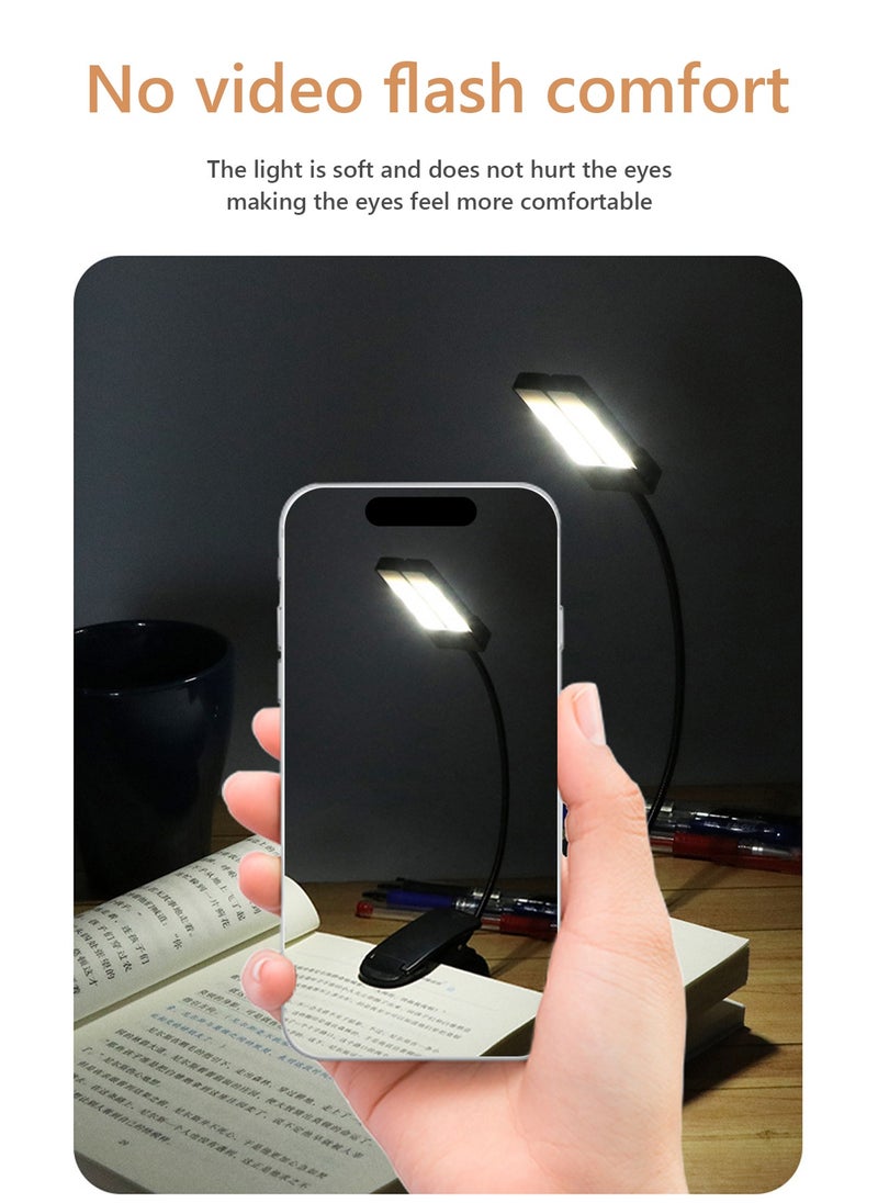 LOOPITYS - Book Light,LOOPITYS Reading Book Clip Light, 9 Modes, LED Clip Reading Light, Eye-Care USB Rechargeable Reading Lamp for Kids, Flexible Clip-on Book Light for Reading in Bed，desk lamp - Image 1