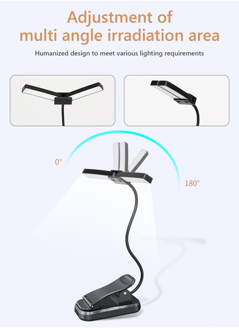 LOOPITYS - Book Light,LOOPITYS Reading Book Clip Light, 9 Modes, LED Clip Reading Light, Eye-Care USB Rechargeable Reading Lamp for Kids, Flexible Clip-on Book Light for Reading in Bed，desk lamp - Image 1