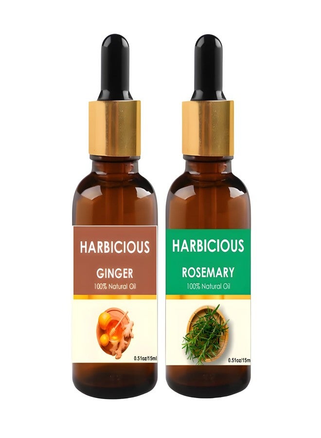 Harbicious, Ginger Oil and Rosemary Hair Oil, 100% Natural and Organic, 15 ml Each - Image 1