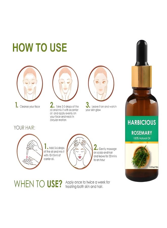 Harbicious, Ginger Oil and Rosemary Hair Oil, 100% Natural and Organic, 15 ml Each - Image 4