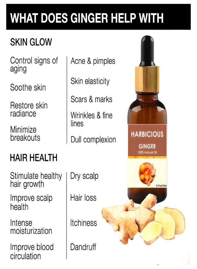 Harbicious, Ginger Oil and Rosemary Hair Oil, 100% Natural and Organic, 15 ml Each - Image 3