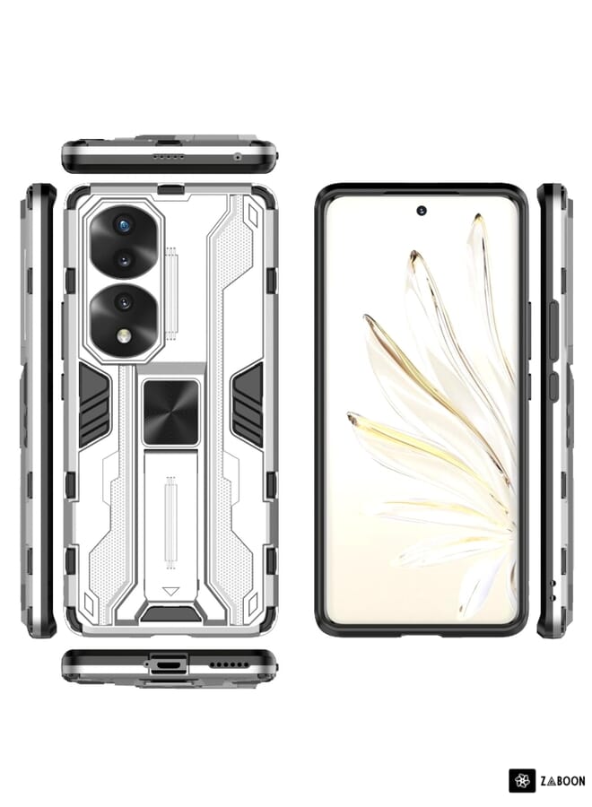 زبون لهاتف Honor 70 Pro 5G Supersonic PC + حافظة واقية مقاومة للصدمات من مادة TPU (فضي) - Image 5