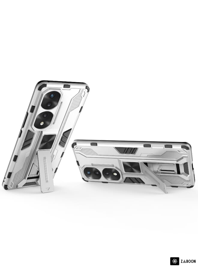 زبون لهاتف Honor 70 Pro 5G Supersonic PC + حافظة واقية مقاومة للصدمات من مادة TPU (فضي) - Image 3