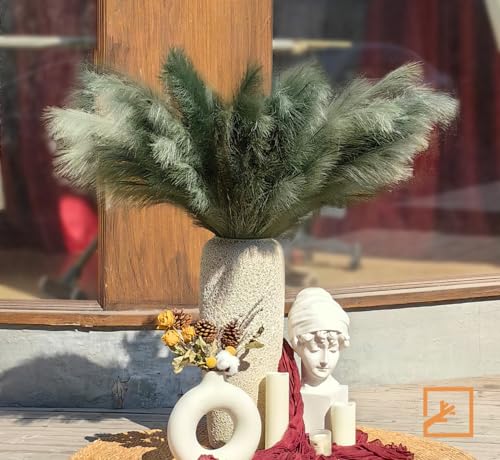 ZIFTY 7-Pcs 38"/3.1FT Faux Pampas Grass Large Tall Fluffy Artificial Fake Flower Boho Decor Bulrush Reed Grass for Vase Filler Farmhouse Home Wedding Decor (Green) - Image 4